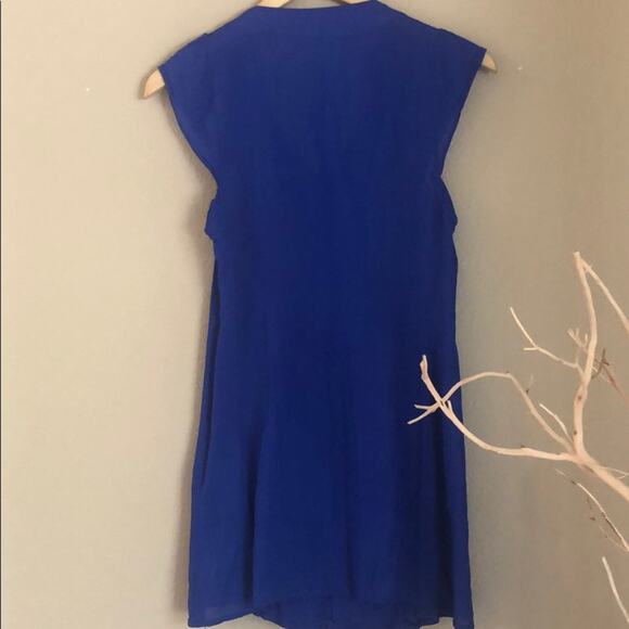 Anthropologie Odille Blue Long Ruffle Top - Picture 6 of 7